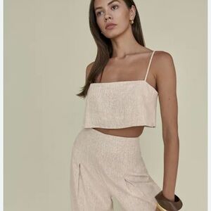 Reformation Cream Textured Jumpsuit